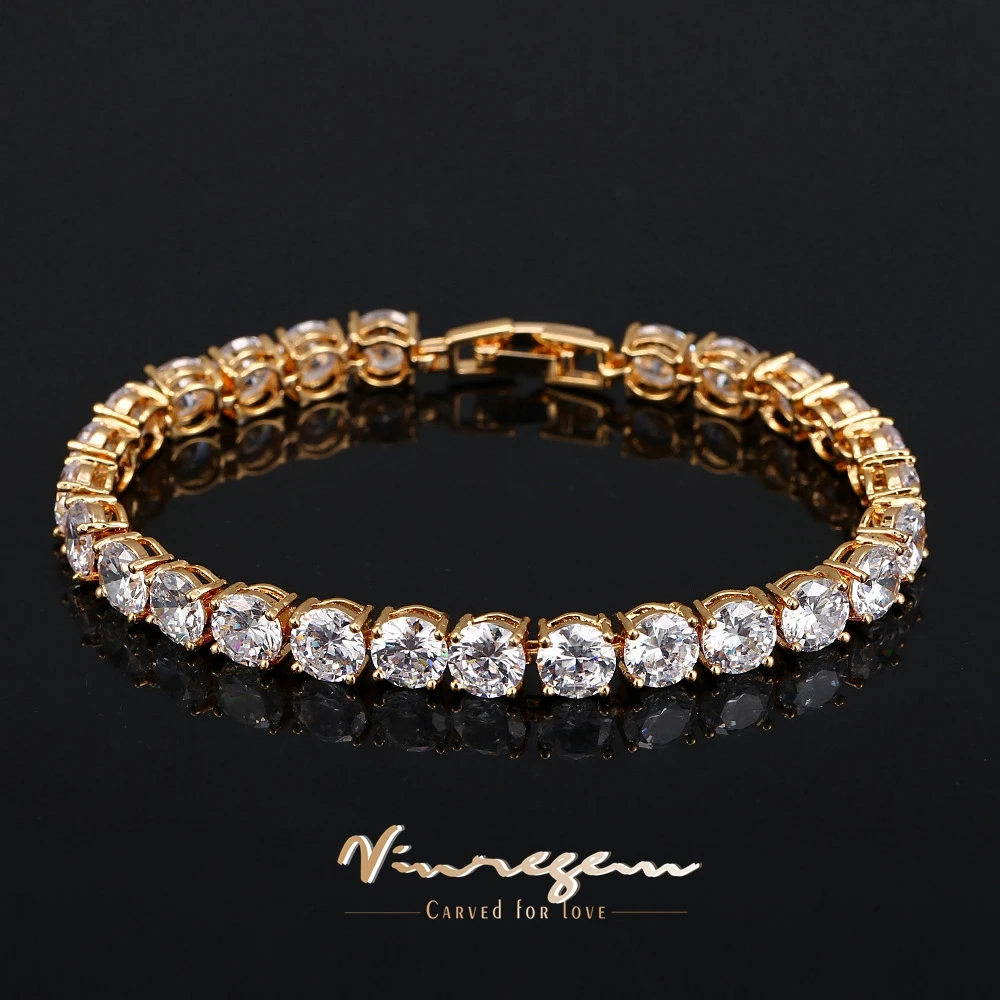 

Vinregem Bohemia Round Lab Sapphire Amethyst Gemstone Sona Diamonds Tennis Chain Bracelets Gifts Anniversary Jewelry Wholesale