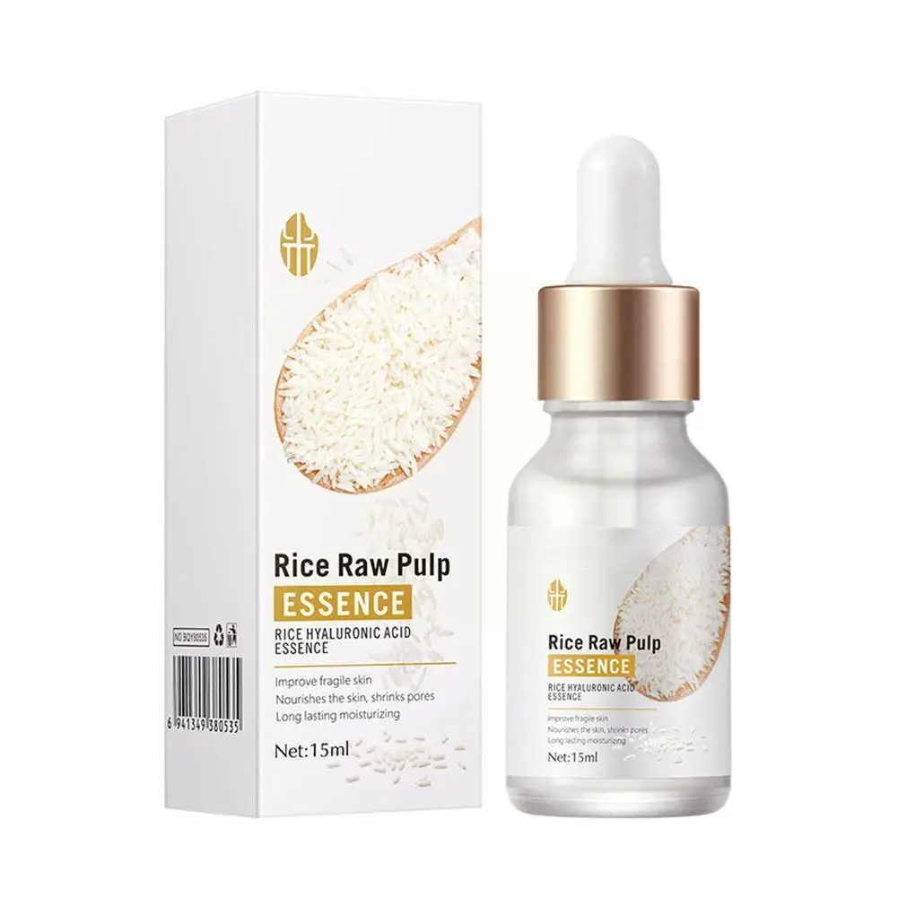 

15ml Rice Pulp Serum Hyaluronic Acid Face Essence Nourishing Whitening Serum Care Facial Moisturizing Anti-Wrinkle Skin X0H7