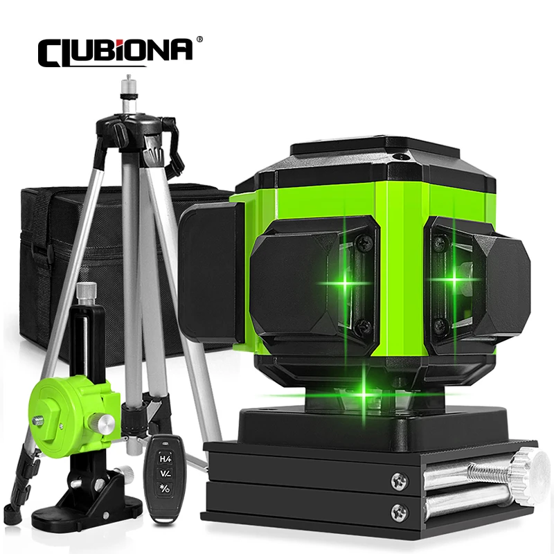 CLUBIONA IE12S Laser Level 12 Lines 3D Self-Leveling 360 Horizontal And Vertical Cross Super Powerful Green Laser Beam Line