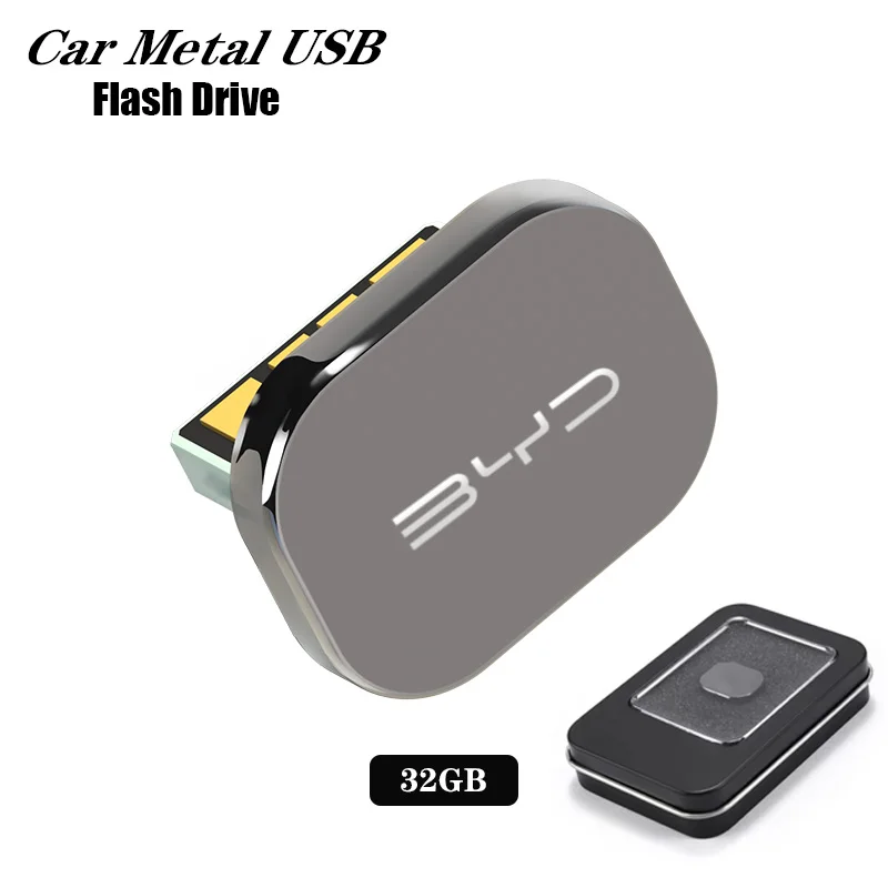 

32GB Car Metal USB Flash Drive Pendrive for BYD Atto 3 Han Yuan Tang Song Qing Ev Dolphin E6 G3 F0 M6 Car Accessories