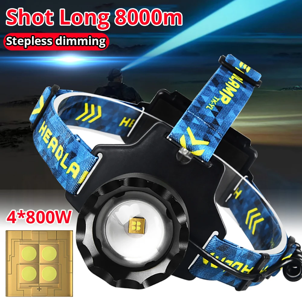 800 Watt Powerful LED Headlamp 1000000 Lumen High Power Head Lantern