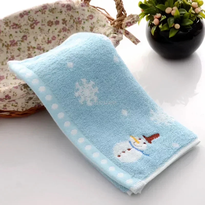 1Pcs Christmas Hand Face Towel Cotton Snowman Washing Cloth  Kitchen Tea Towel Home Towels Bathroom New Year Gift 25x50cm