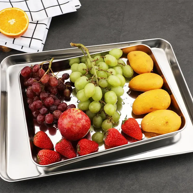 304 Stainless Steel cake Baking BBQ Pan Tray plate Oven brownie tray With Wire Rack Cooking Roasting Grilling Tool baking pan,baking pan tray