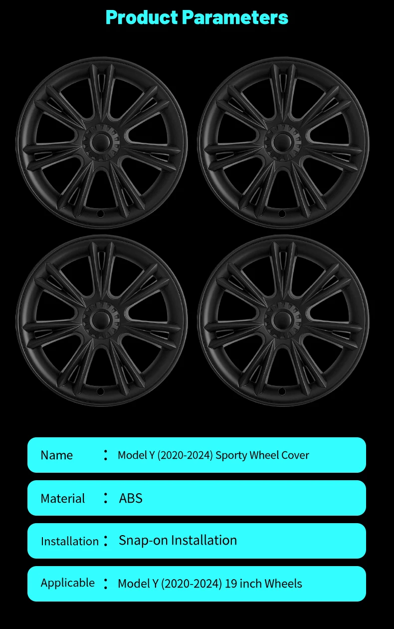 4 Stück für Model Y 2020-2024 Vollständige Abdeckung 3. Radabdeckung 19 Zoll Ersatz-Autofelgenabdeckungen Zubehör für Tesla – Detail 10