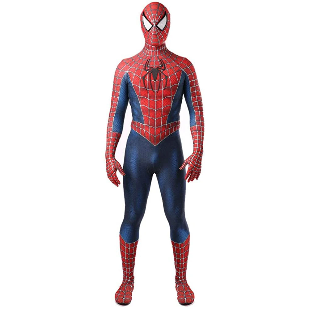 thumbnail image 1 of Disfraz de Spiderman de Tobey Maguire, color negro y rojo, disfraz de Spiderman de Raimi, traje de superhéroe Zentai, disfraces de Halloween para adultos, 1 of 5