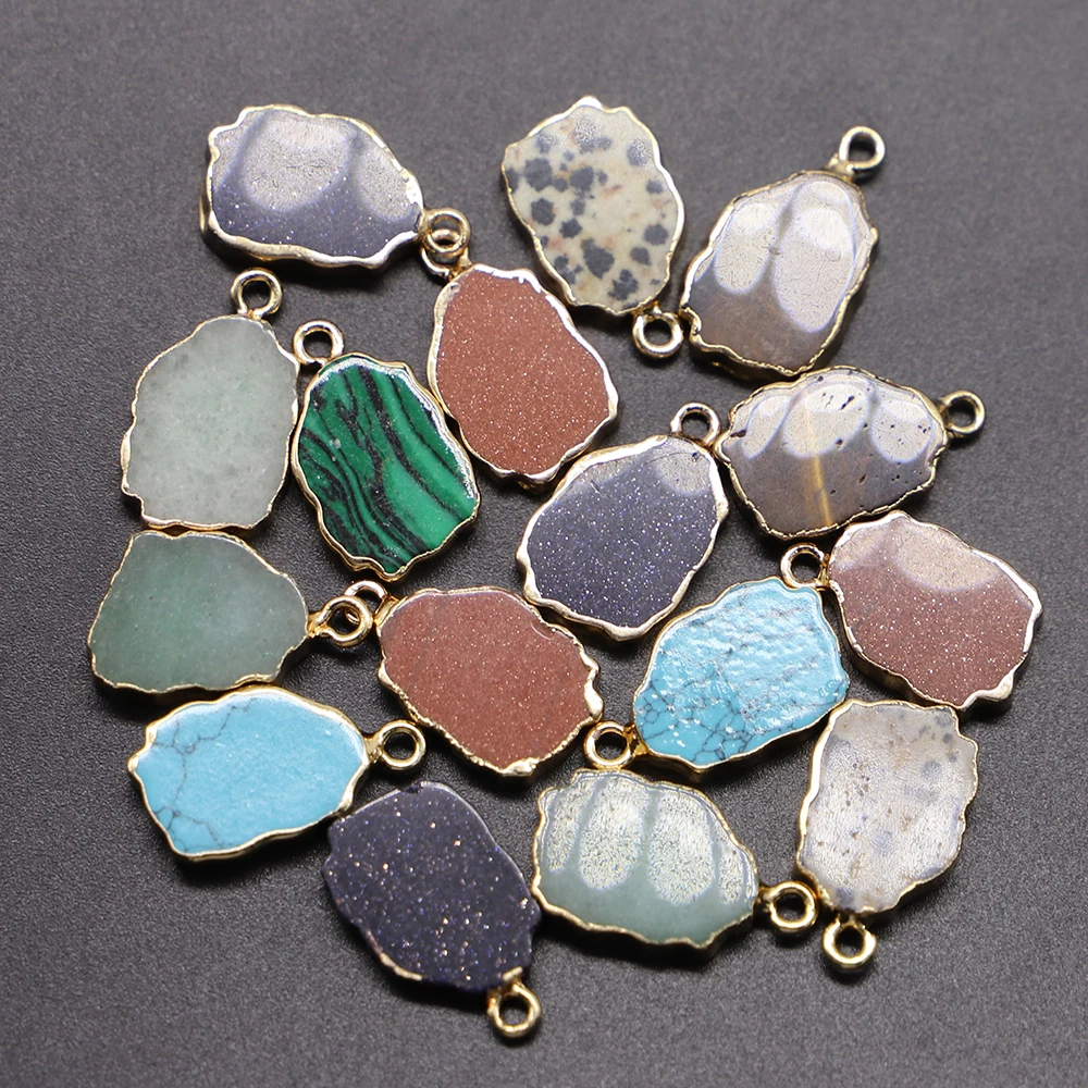 Selling Natural Stone Irregular Geometric Pendants Crystal Agate Quartz Flat Necklace Jewelry Making DIY Earring Accessories