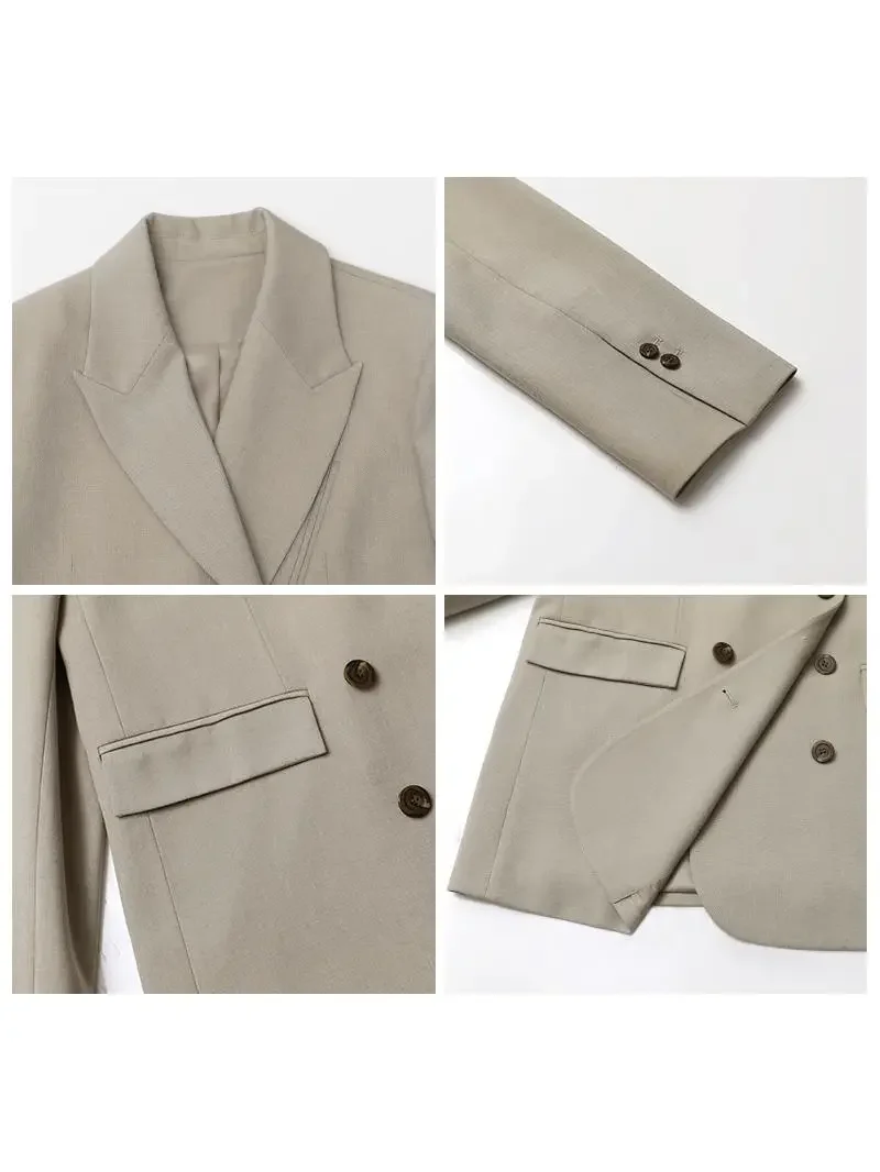 CHIC VEN Women Blazer Solid Loose Korean Wide Shoulder Female Jacket Double Breasted Woman Coat Spring Autumn