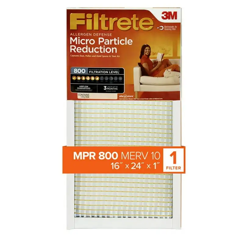 

3M 16x24x1, MERV 10, Particle Reduction HVAC Furnace Air Filter, 800 MPR, 1 Filter Water purifier for drinking Distiller Water