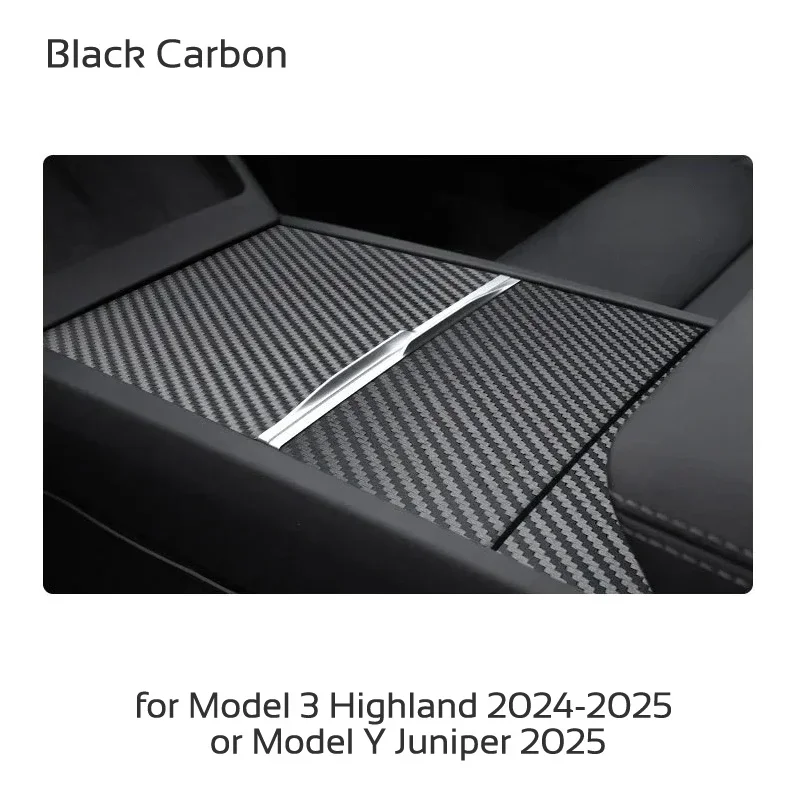 Tesla Model 3 Highland 2024 Y Juniper 2025 센터 콘솔 커버 패널용 실제 탄소 섬유