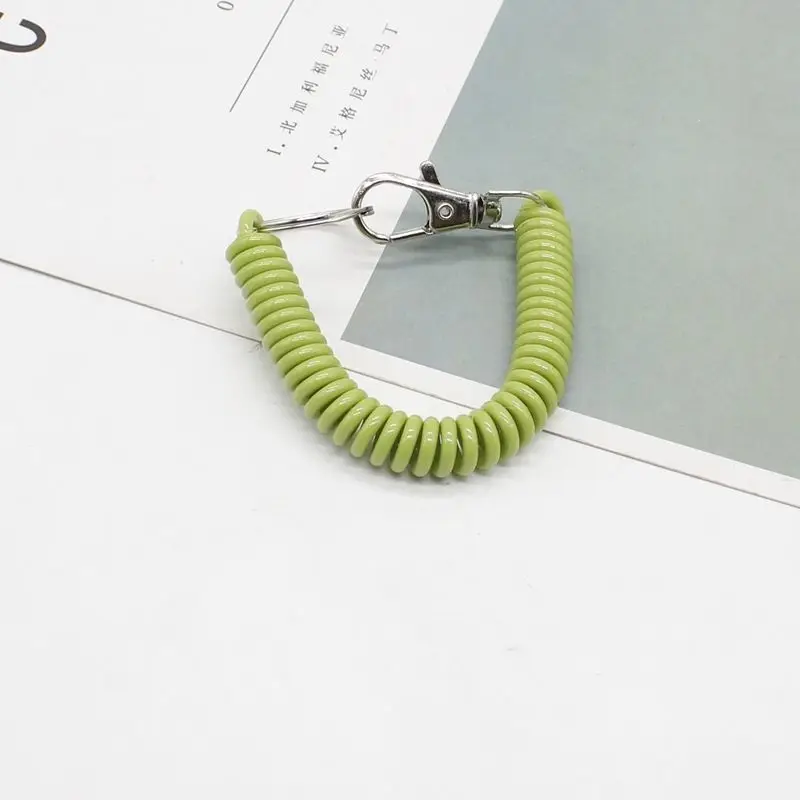 Color Spring Spiral Retractable Keychain Clips Spiral Stretch Coil Keyring  Anti-lost spring rope keychain phone cord pendant - AliExpress