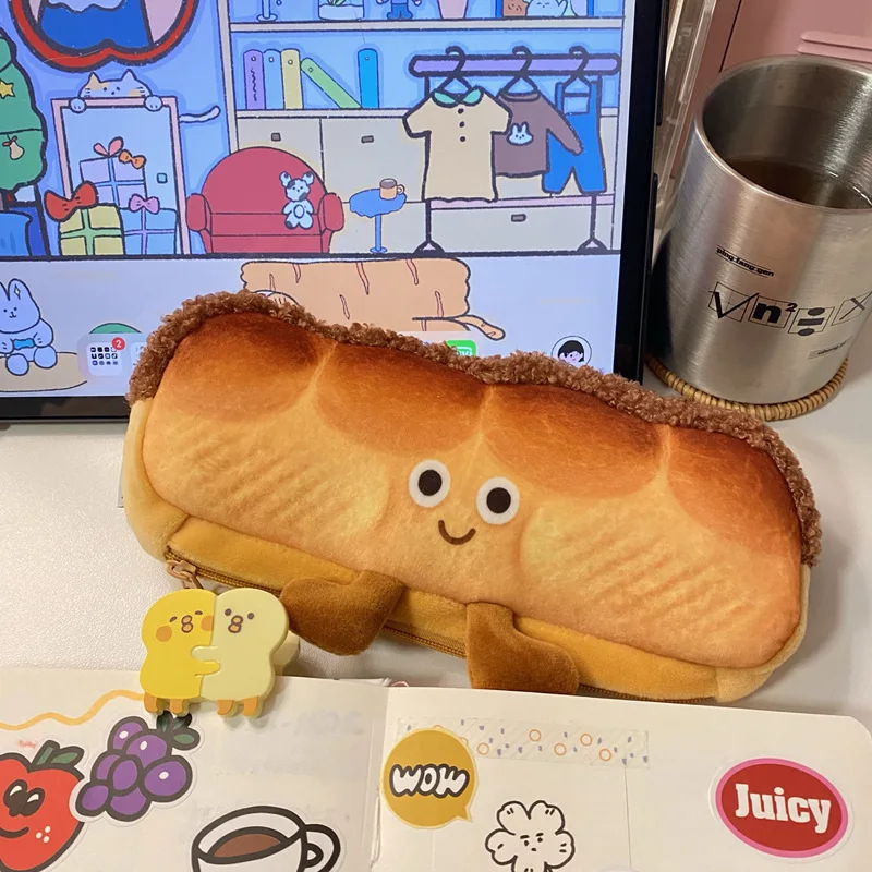 Pencil Cases Funny Bread Plush School Stationery