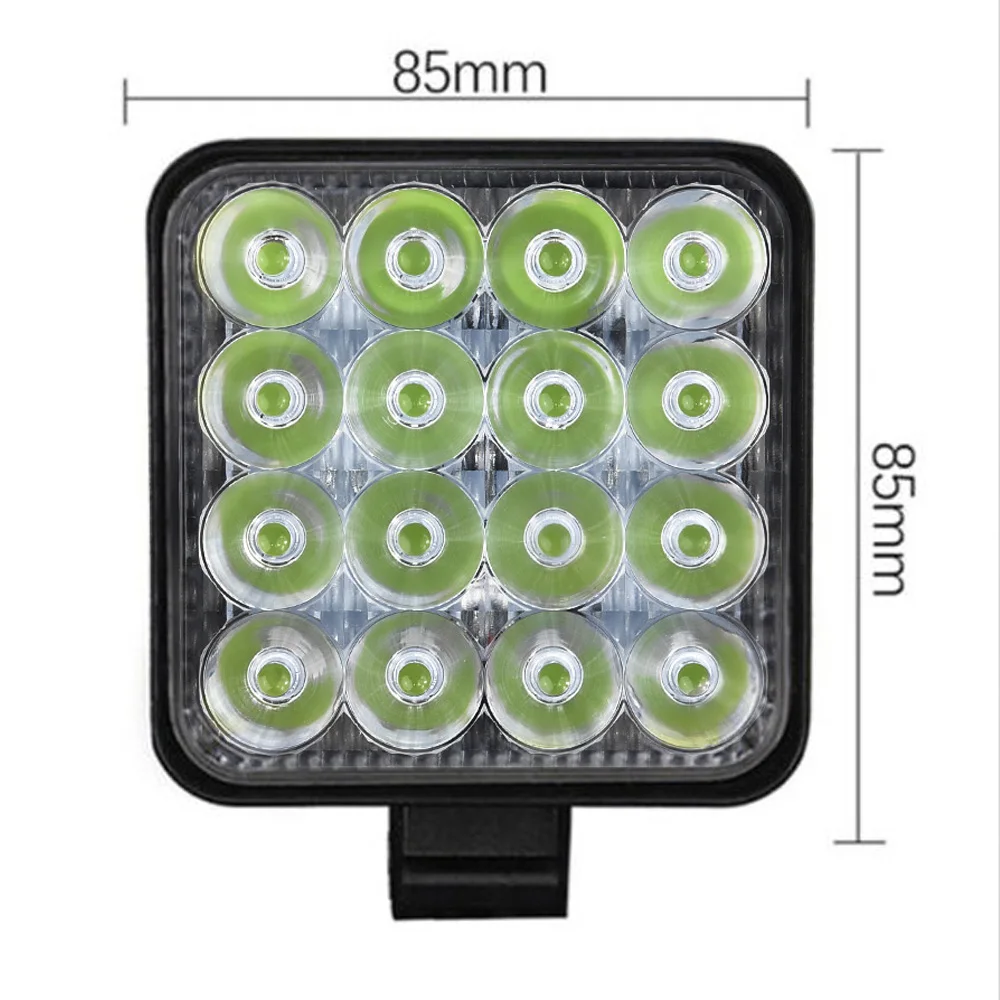 1 PC Car Work Light 48W 16-LED Bar Floodlight Car ATV Off-Road Driving Fog Lamp 12V / 24V 6000K Green Light Car Accessories