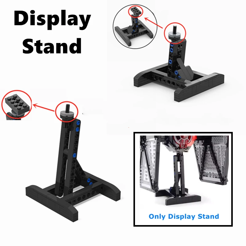 Space Wars W-ing TIE Fighter Display Stand Building Blocks - DIY Assembly Toy Gift