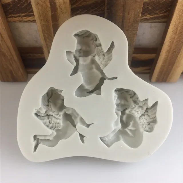 Baba Angyal Alakú Szilikon Penész Torta Dekoráció Fiú Fondant Sütik Szerszámok 3D -S Cukorka (Színes Véletlenszerű) - Image 3