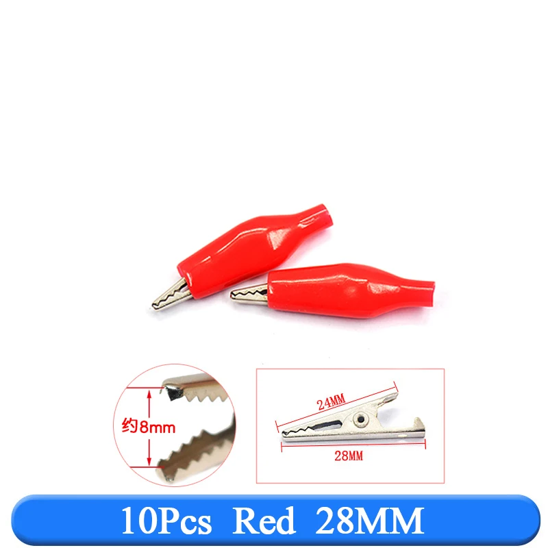 10Pcs 28MM/35MM/45MM Metal Alligator Clip G98 Crocodile Electrical Clamp For Testing Probe Meter Black/Red with Plastic Boot alligator clips electric test clamp