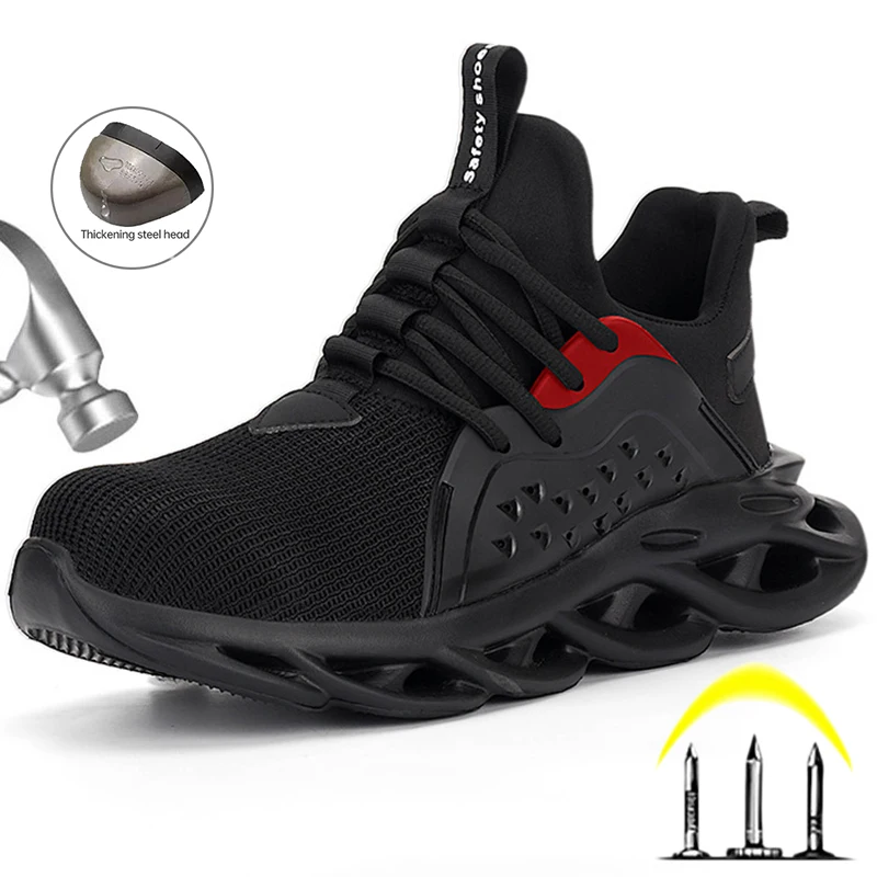 Breathable Safety Shoes Men Boots Anti-Smashing Construction Work Sneakers Lightweight Steel Toe Cap Work Safety Boot For Men