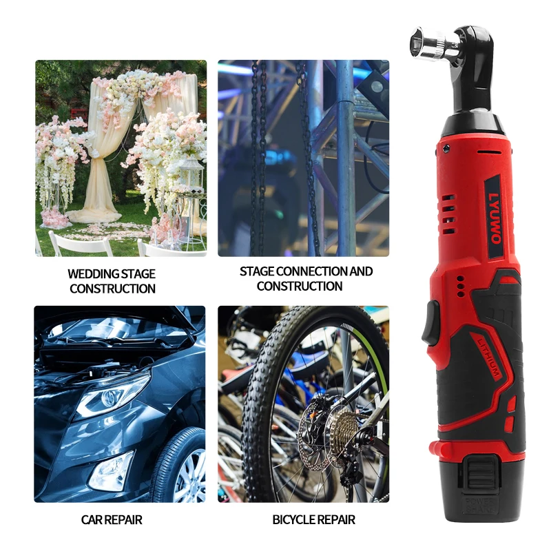 LYUWO 3/8 Rechargeable Electric , Ratchet Set, Angle Drill, Screwdriver To Remove Screw Nut, Automobile Maintenance Tool 5