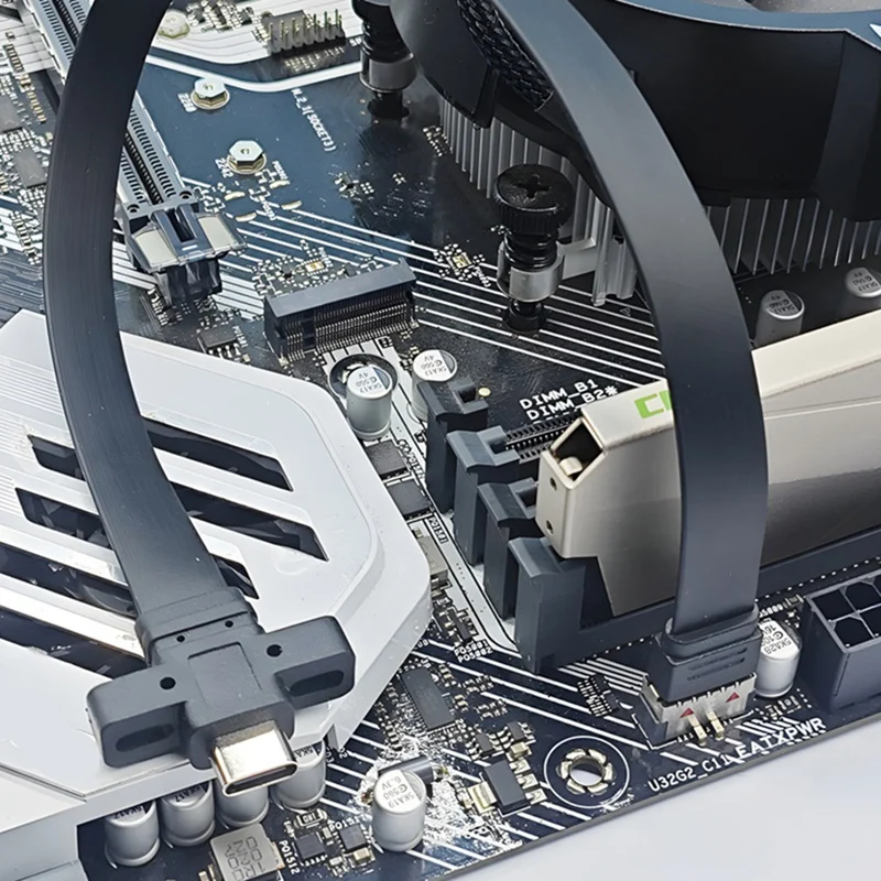 커넥터 USB 3.2 전면 패널 연장 케이블, GEN2x2 배플 케이블 TYPE-E - 섀시 Type-C 전면 C형 암 커넥터 10G/20Gbps A-ABFB