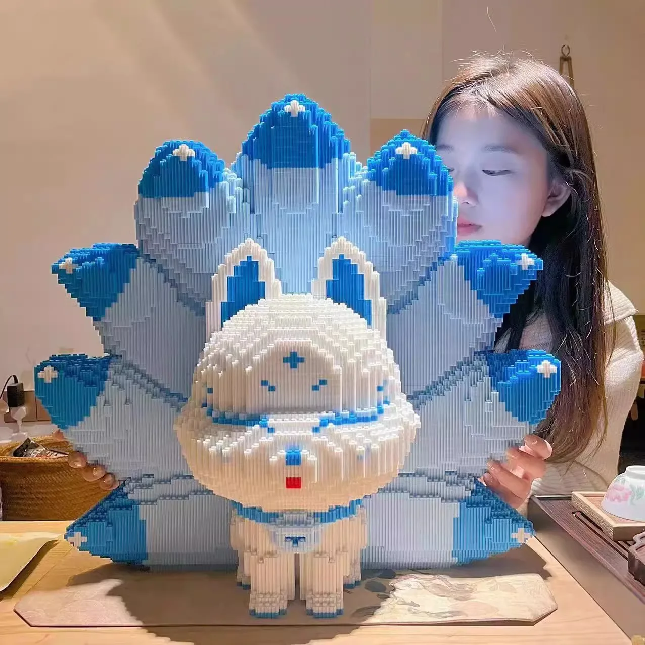 

46cm New Puzzle Building Block Oversized Nine Tailed Fox Cute Toy For Boys And Girls Birthday Gift Collection Ornaments