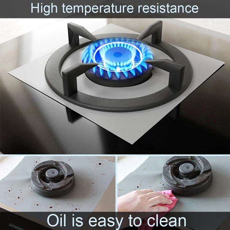 Gas Stove Accessories 4Pcs Gas Stove Oil Pad Non-stick Heat Resistant Gas Stove Protector Double Reusable Cleaning Mat Oil Pad Integrated Kit