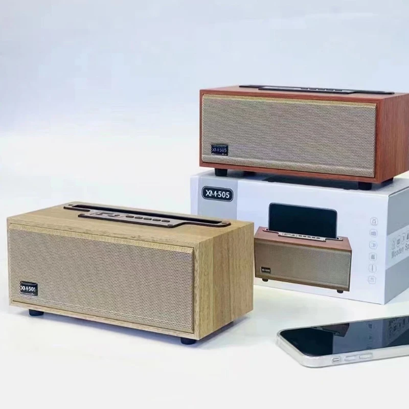 Portable Retro Wooden Wireless Speaker Desktop TWS Subwoofer Sound Bar For IPhone For IPad Saamsung Huawei FM Radio TF Card