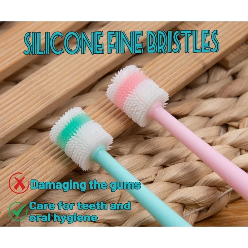 Small Dog Cat Toothbrush TONG 360 Degree Soft Silicone Cat Dental Care Toothbrush Holde Easy to Handle Independent Packaging