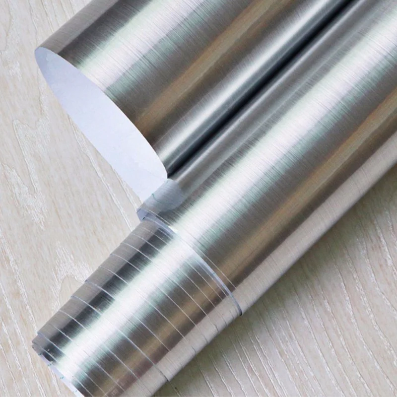 60cmX3MGoldSilverBrushedMetalTextureContactPaperFilmVinyl