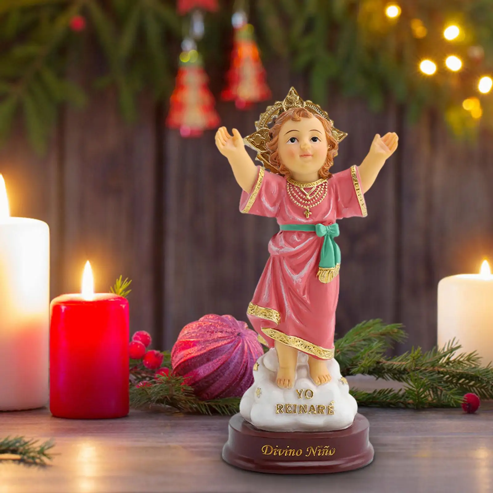 

Open Arms Santo Nino Statue Crafts Religious Figure for Church Desk Tabletop