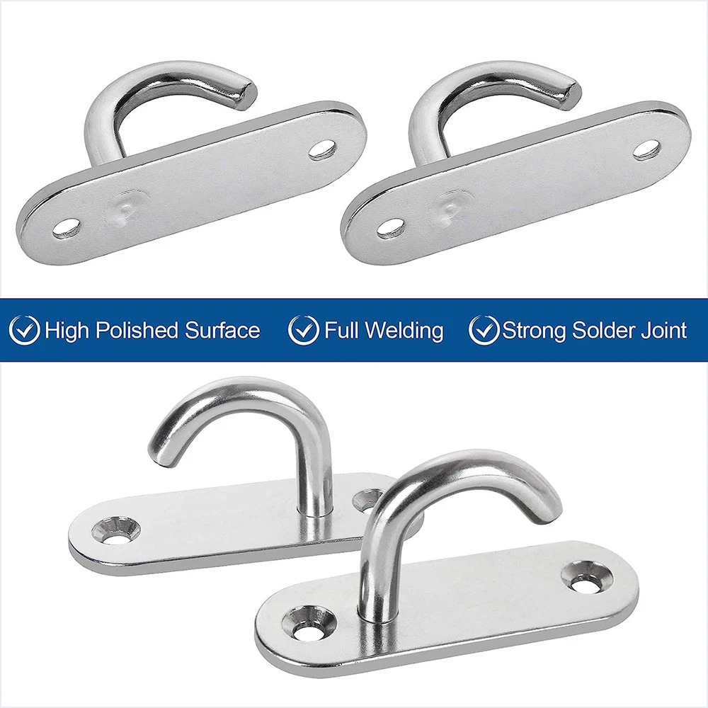 304 Stainless Steel Hook 2.36-inch Pad Eye Plate U-shaped Hook, M6 Oval Opening Hook J M6 Pad Eye, Load-bearing Capacity 1pcs