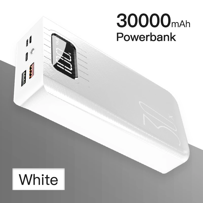 mini power bank Power Bank 30000mAh TypeC Micro USB C Powerbank LED Display Portable External Battery Charger 30000 mAh For iPhone Xiaomi Tablet power bank 20000mah Power Bank