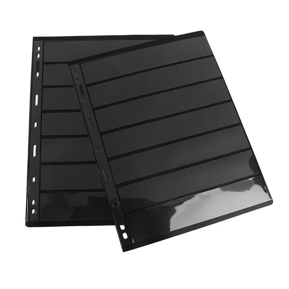 10개/묶음 스탬프 앨범 컬렉션 리필 페이지 7줄 그리드 무산성 스탬프 홀더 시트 블랙 클리어 페이지 루즈리프 내지