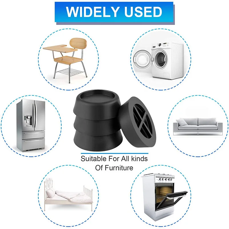 Anti Vibration Pads Rubber Pads for Washing Machine Support Furniture Feet Legs Universal Mat Dampers Stand Home Slipstop Silent 4PCS
