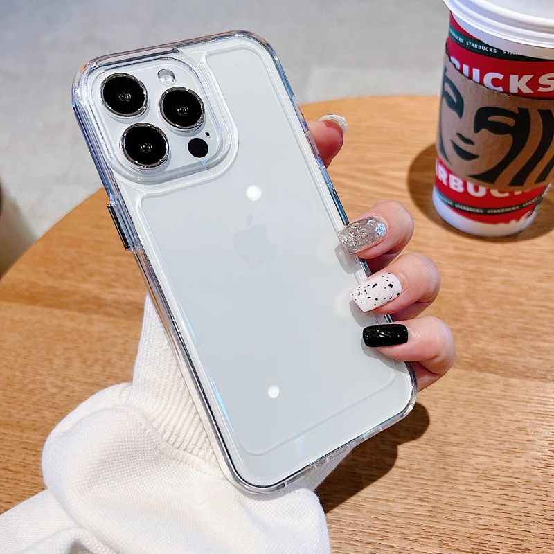 thumbnail image 1 of Luxury Transparent Shockproof Phone Case For iPhone 11 12 13 14 15 Pro X XR XS Max 7 8 Plus Soft Clear Bumper Hard Acrylic Cover, 1 of 5