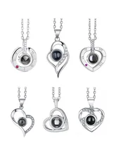  100 Languages I Love You Necklace Heart Pendant Wedding Romantic Memory Projection Necklace for Women Girl Friend Ladies Gifts 