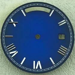 Elegant 31mm Roman Dial with Dual Calendar for Automatic Mechanical Watches (Black blue)