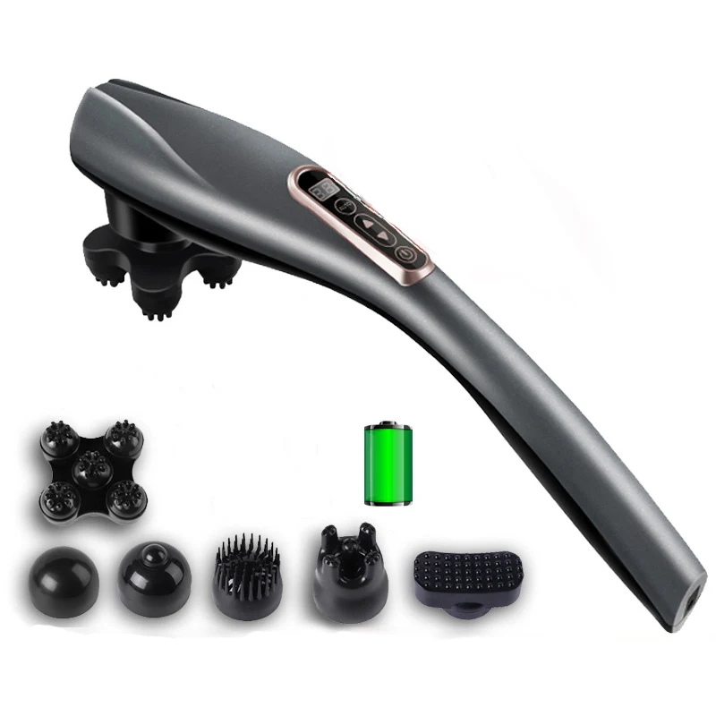 

Vertebra back muscle relax vibrating tissue massage portable rechargeable handheld back deep massager hammer with 6 heads