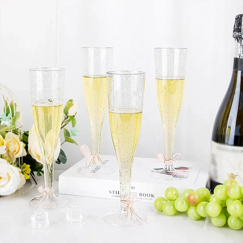 5Oz Clear Plastic Champagne Flutes Disposable Sparkling Bar Cups Toasting Wedding Party Wine Cup 25pcs plastic cups plastic champagne flutes