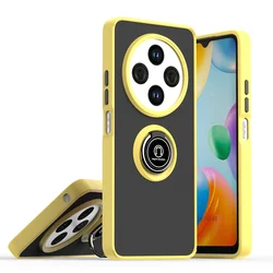 Rugged Shockproof Case with Magnetic Ring and Car Holder for Redmi 14C 4G (Yellow)