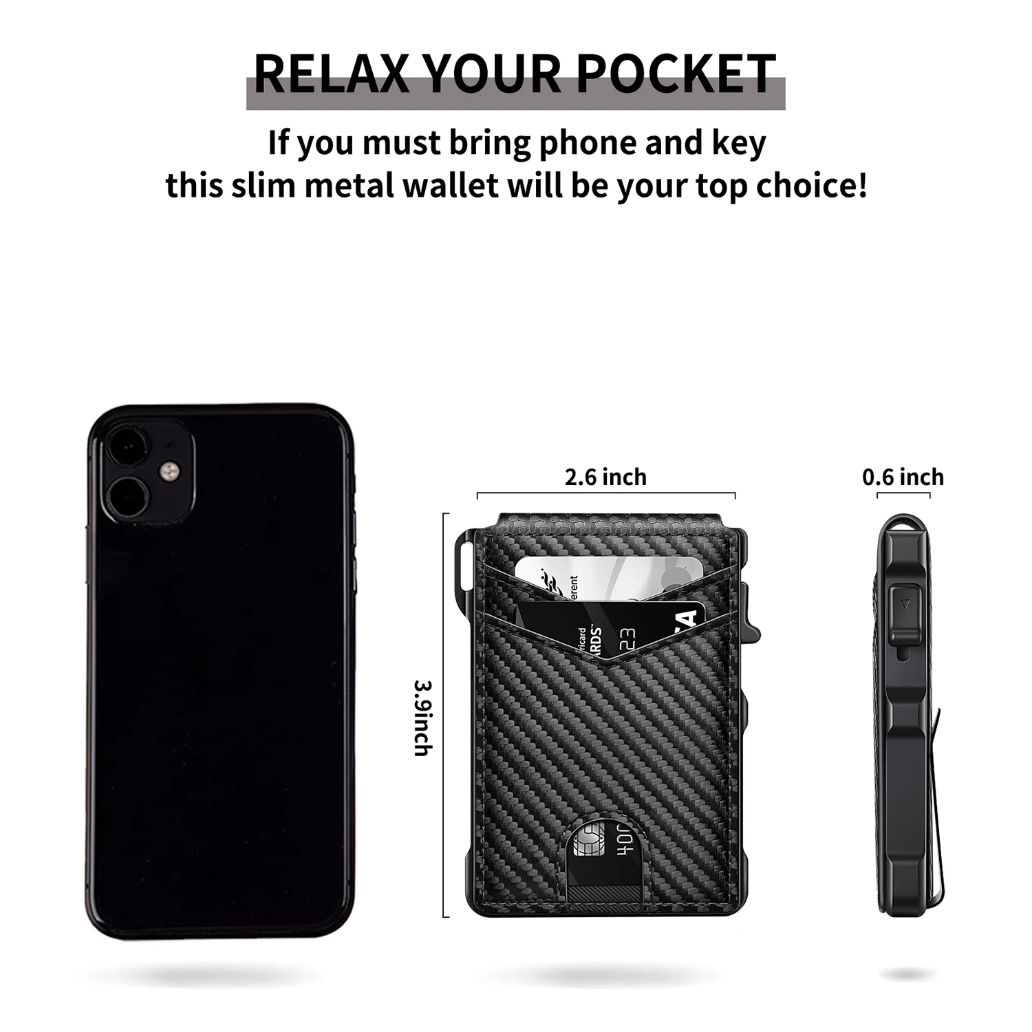 RFID 차단 알루미늄 카드홀더 지갑, 미니멀리스트 전술 이중 지갑, 선물 상자 포함