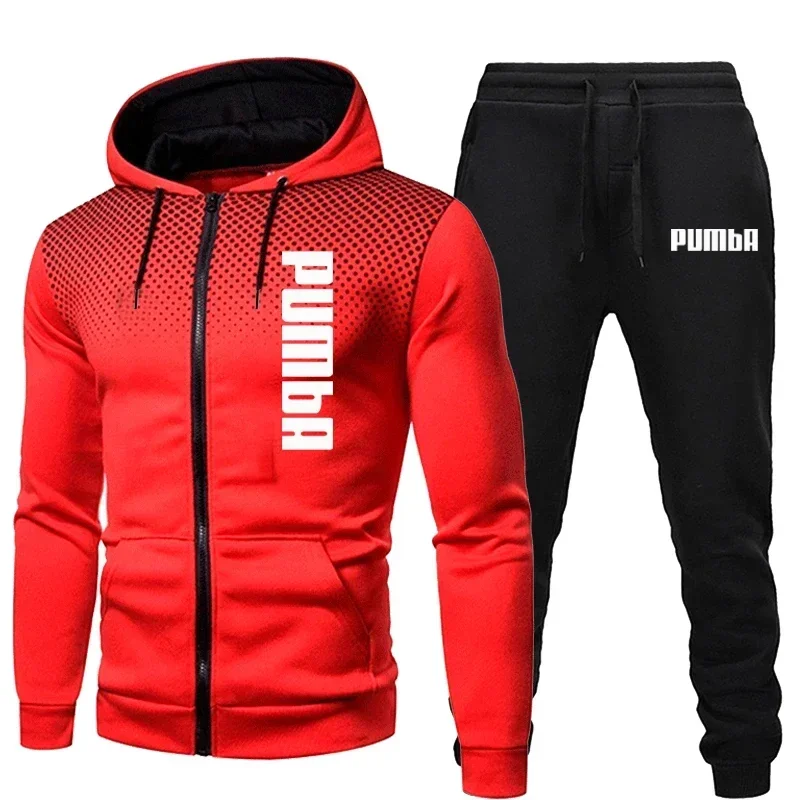 thumbnail image 1 of Conjuntos de chándal deportivo para hombre, sudadera con capucha de manga larga, chaquetas con cremallera y pantalones de jogging, ropa deportiva para correr de primavera y otoño, 1 of 5