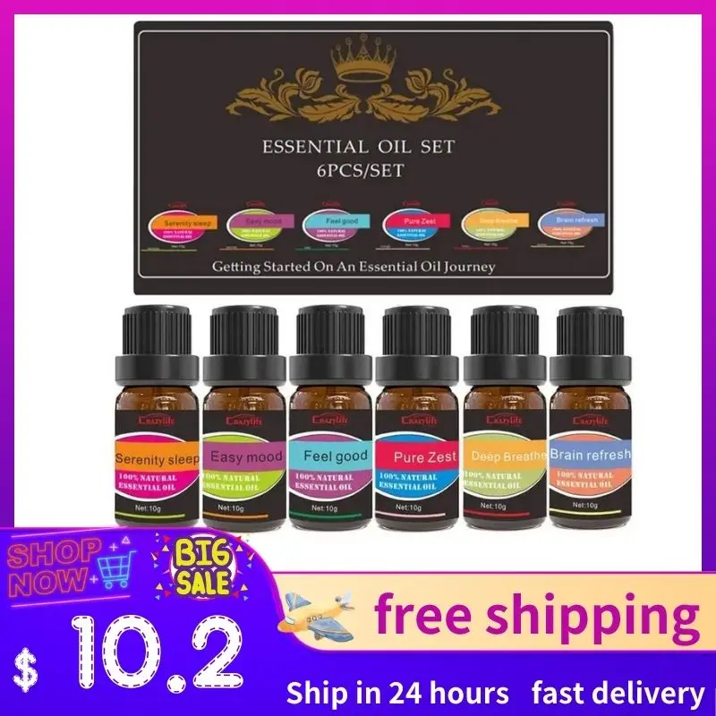 

6pcs Essentiall Oils For Aromatherapy Diffusers Massage Aroma Oil Jasmine,tea Tree,Orange,lavender,rose,honey Fragrances Oil