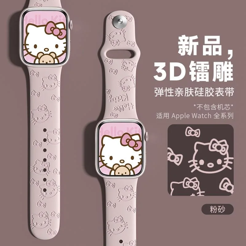 

Sanrio Hello Kitty Strap for Apple Watch Band 41mm 40mm 38mm 42mm 44 45mm Women Sport Watchband IWatch Serise 8 7 6 5 Bracelet