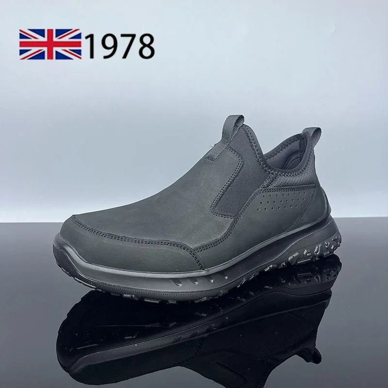 Men's casual sports shoes light comfortable breathable lazy shoes spring autumn walking solid color Genuine leather Men