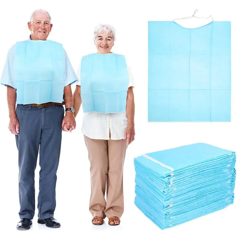 Disposable Elderly Feeding Bibs Waterproof Eating Clothing Apron Elders Baberos Materials 30pcs