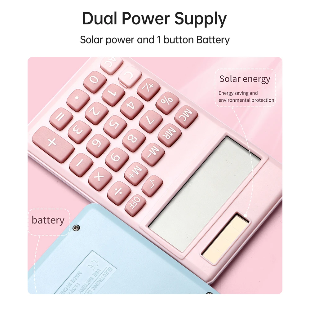 【Sale】Mechanical Calculator 8 Digit Large Solar Power  LCD Display Big Button Cute Candy Colored Calculator Suitable for Office