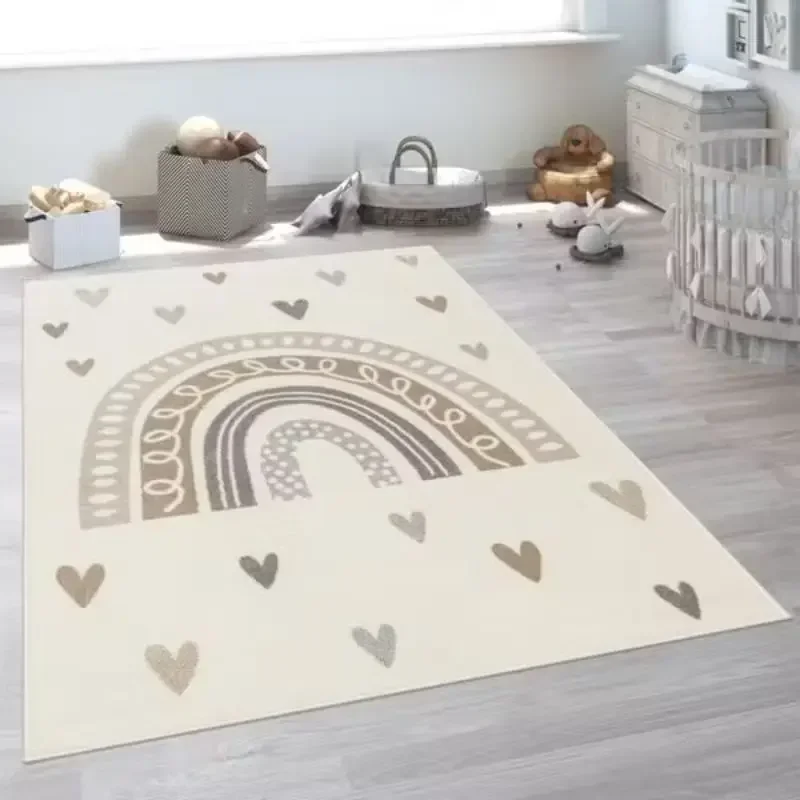 Rainbow Soft Bedroom Rugs for Kids Cute Heart Plush Nursery Play Mat Children Fluffy Carpet for Living Room Baby Floor Mat ковер 2