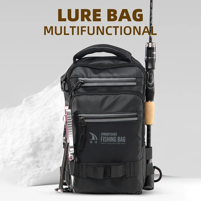 Description Picture 3 of itemFishing bag with Rod Holder Tactical Fish Sling Backpack Lightweight Outdoor Hiking Climbing Rig Pouch Sport Hunting Chest Bags