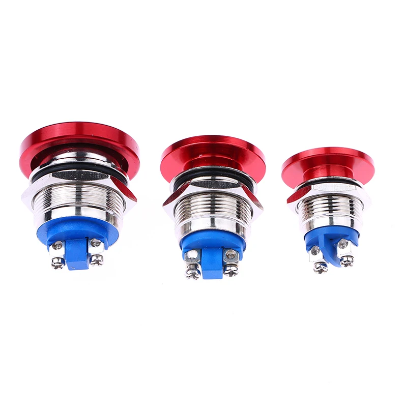 Waterproof IP65 SPST (ON)-Off 1NO 3A 250V With Screw Terminal 16/19/22MM Momentary Metal Mushroom Head Push Button Switch 1PC metal push button switch