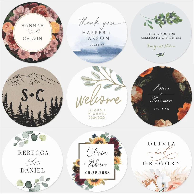 맞춤형 라운드 라벨 스티커, 맞춤형 회사 이름, 맞춤형 이름, 날짜 감사 스티커, 신부 샤워 파티 선물 