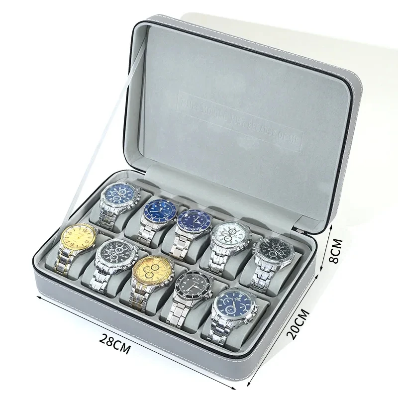 Watch Storage Box New Zipper Bag 6/10/12 Girds Watch Organizer Portable Boxes Watch Case Bracelets Men's and Women's Multifunctional Display Boxes